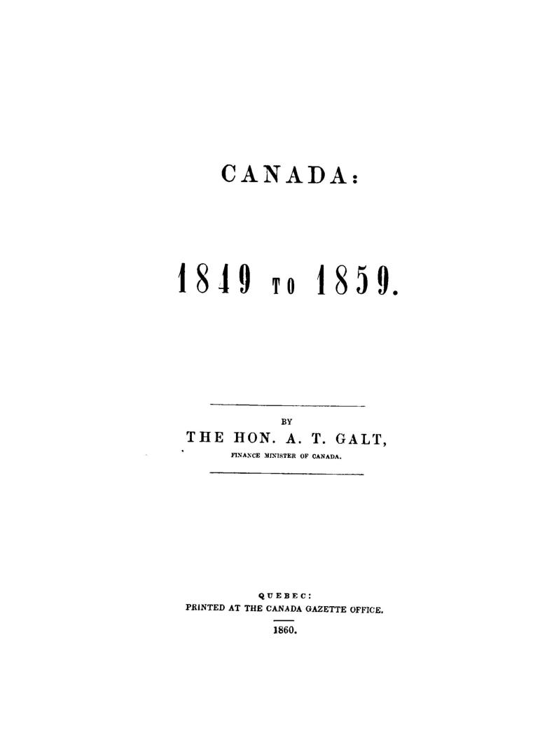 Canada, 1849 to 1859