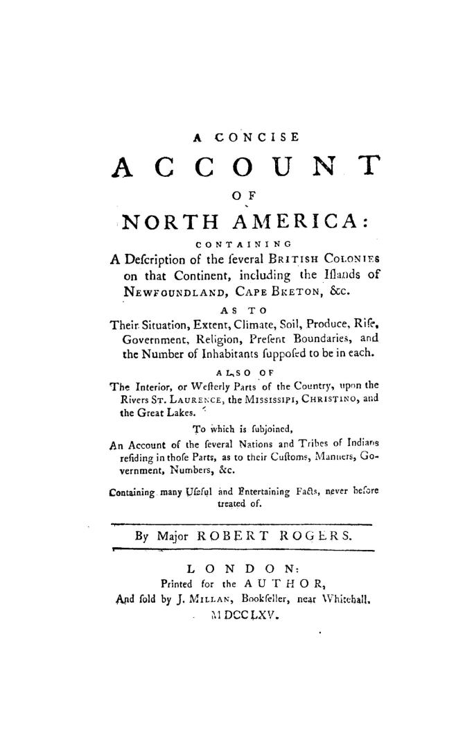 A concise account of North America, containing a description of the several British colonies on that continent, including the islands of Newfoundland,(...)