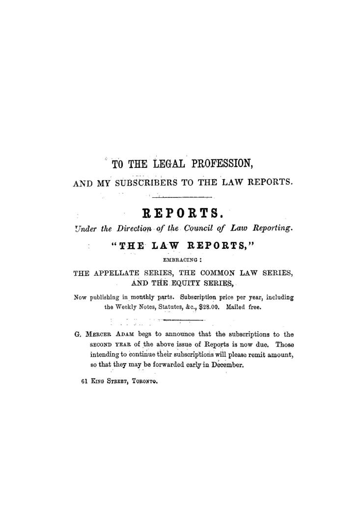Catalogue of auction sale of Mr. G. Mercer Adam's consignments of English law reports, &c., being in part the remainder of the extensive and valuable (...)