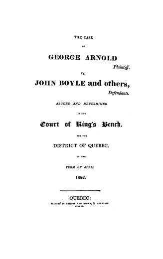 The case of George Arnold, plaintiff, vs