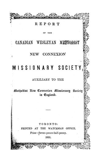 Report of the Canadian Wesleyan Methodist New Connexion Missionary Society