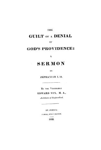 The guilt of a denial of God's Providence, a sermon on Zephaniah I