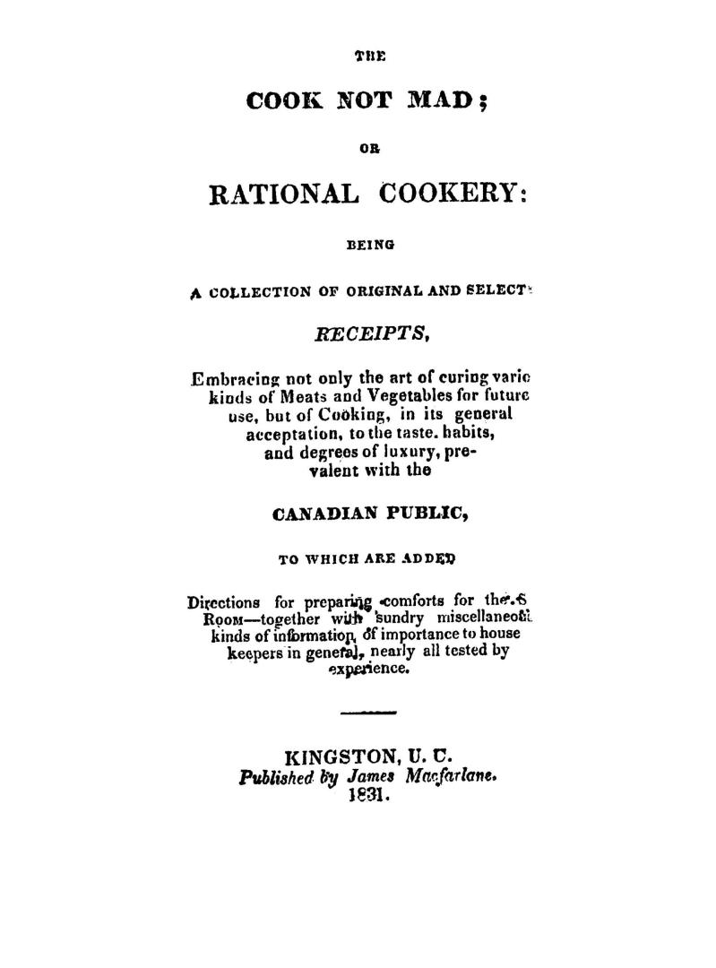 The cook not mad, or, Rational cookery,