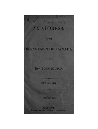 An address to the Orangemen of Canada