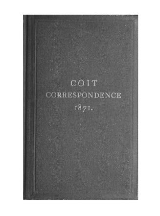 Coit correspondence of 1871, or, The second trip to New Brunswick