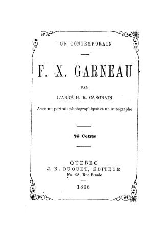 Un contemporain F.X. Garneau
