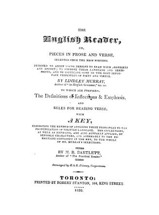 The English reader, or, Pieces in prose and verse selected from the best writers, designed to assist young persons to read with propriety and effect, (...)