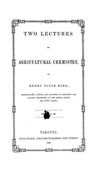 Two lectures on agricultural chemistry