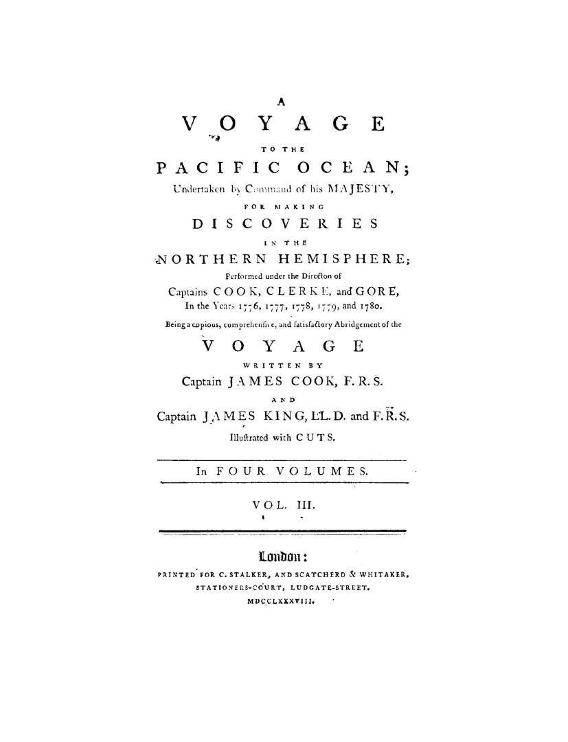 A voyage to the Pacific Ocean undertaken by command of His Majesty for making discoveries in the northern hemisphere, performed under the directon (!)(...)