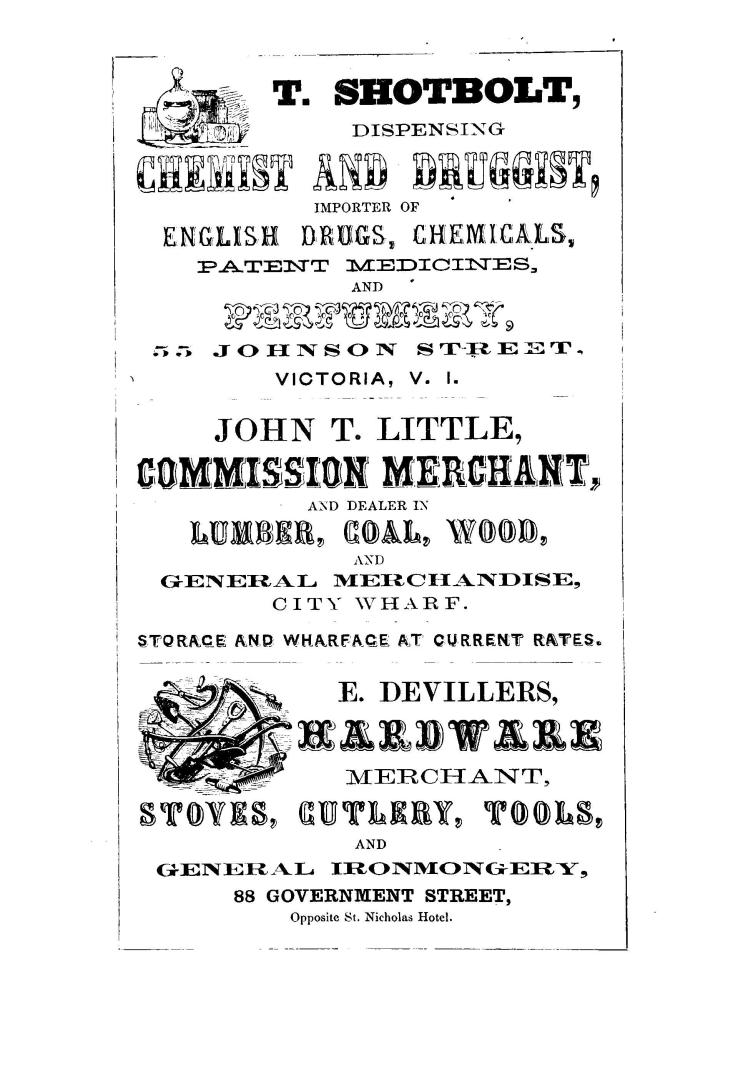 The British Columbian and Victoria guide and directory for 1863, under the patronage of His Excellency Governor Douglas, C.B. and the Executive of both colonies