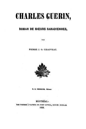 Charles Guérin, roman de moeurs canadiennes