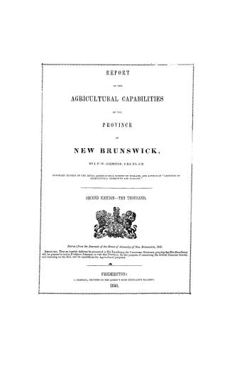 Report on the agricultural capabilities of the province of New Brunswick
