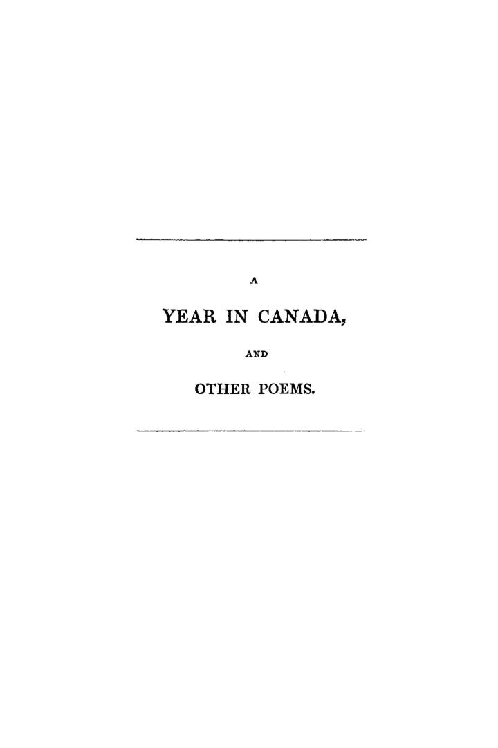 A year in Canada and other poems