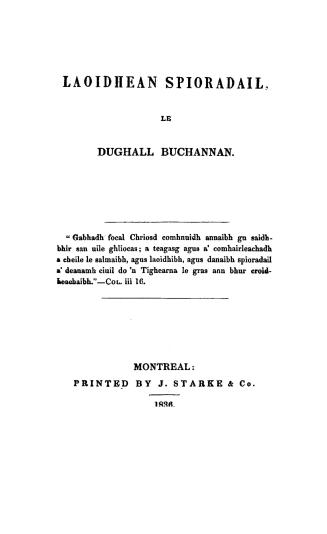 Laoidhean spioradail, le Dughall Buchannan