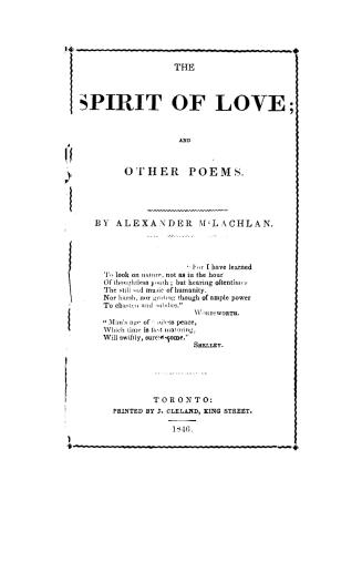 The spirit of love, and other poems