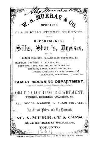 Mitchell's Toronto directory for 1864-5