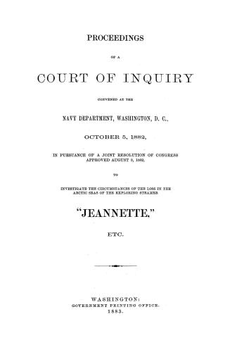 Proceedings of a Court of Inquiry convened at the Navy Department, Washington, D