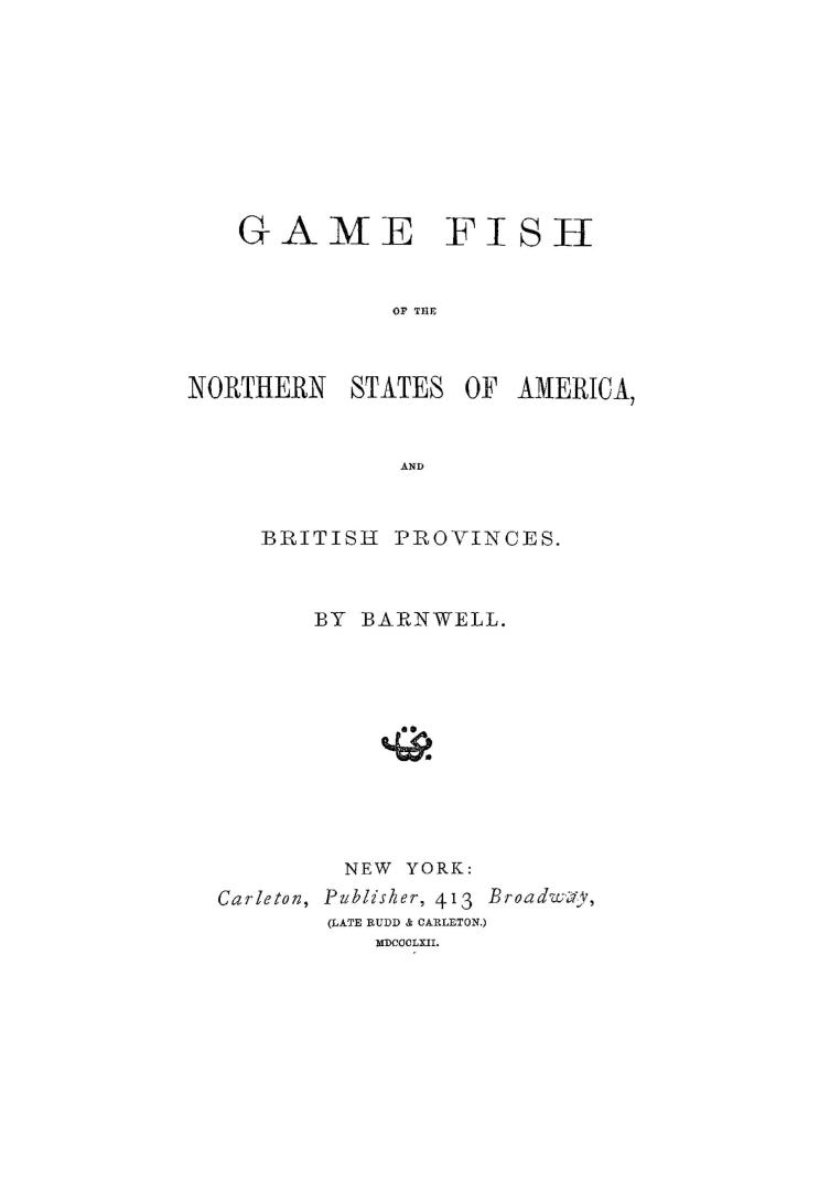 Game fish of the northern states of America and British provinces