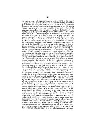 Mr. White's speech in Senate, January 7, 1809, under consideration Mr. Giles' bill for enforcing the embargo laws and the amendments to it, sent up by the House of representatives