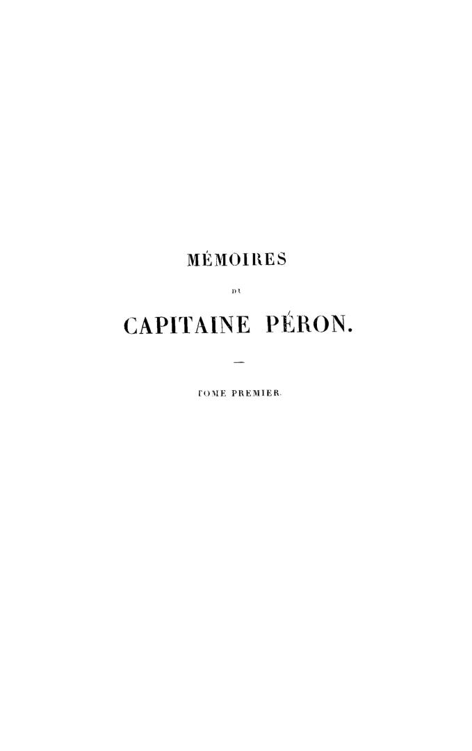 Mémoires du Capitaine Péron,
