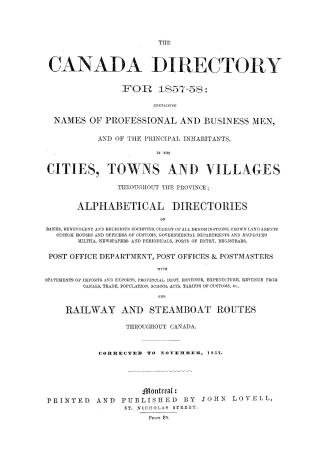 Dominion of Canada and Newfoundland gazetteer and classified business directory