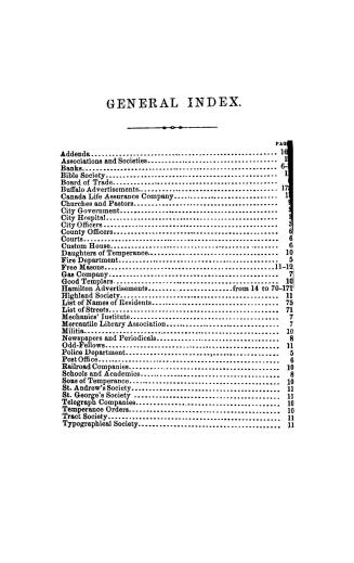 ...City of Hamilton directory, containing a full and complete list of householders, together with statistical and other information, and a classified (...)