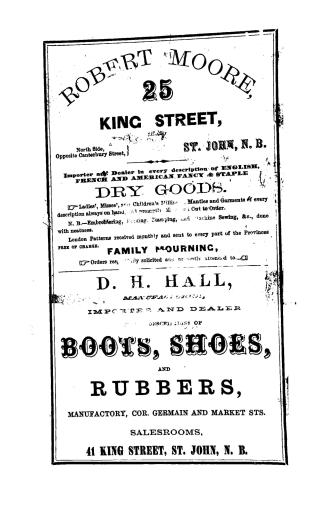 The St. John and Fredericton business directory, 1862, containing a complete business directory of both cities, including Carleton and Portland