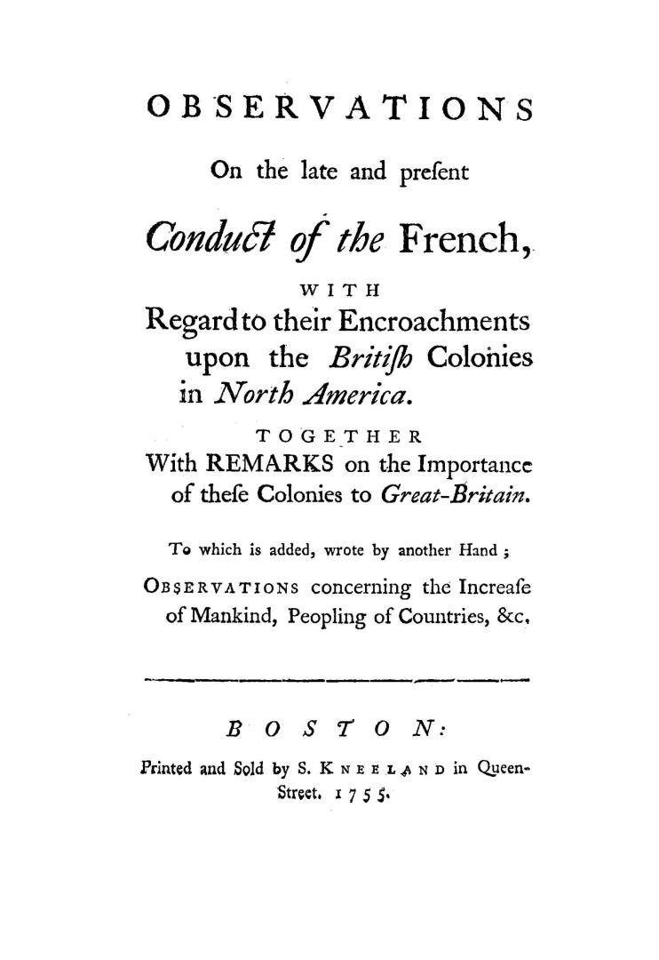 Observations on the late and present conduct of the French,