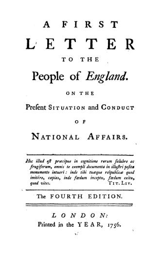 A first letter to the people of England