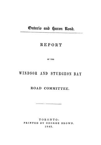Ontario and Huron road, report