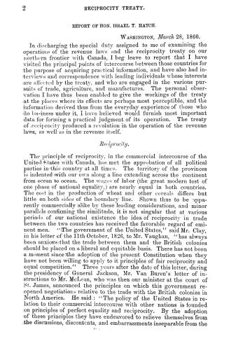 Reciprocity treaty. Letter of the Secretary of the Treasury communicating reports of Messrs. Hatch & Taylor, in referene to the operations of the reci(...)