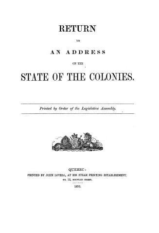 Return to an Address on the state of the colonies