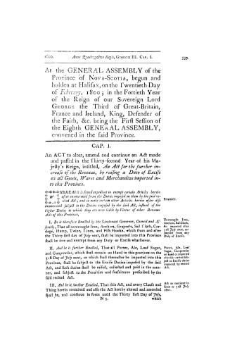 At the General Assembly of the province of Nova-Scotia, begun and holden at Halifax, on the twentieth day of February, 1800, : in the fortieth year of(...)