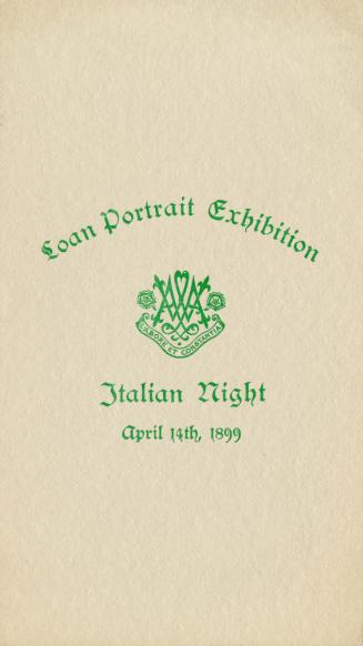 Loan portrait exhibition Italian night, April 14th 1899