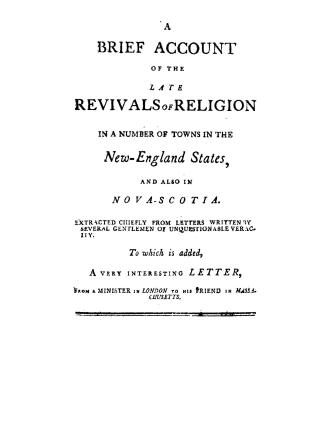 A brief account of the late revivals of religion in a number of towns in the New England states