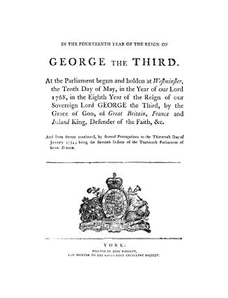 In the fourteenth year of the reign of George the Third