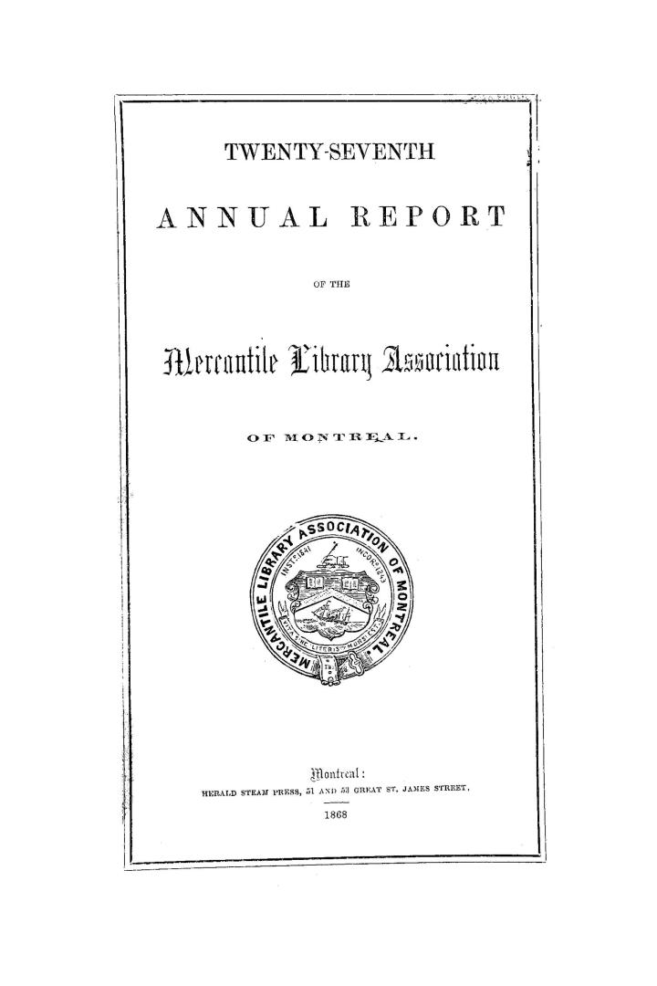 Annual report of the Mercantile Library Association of Montreal