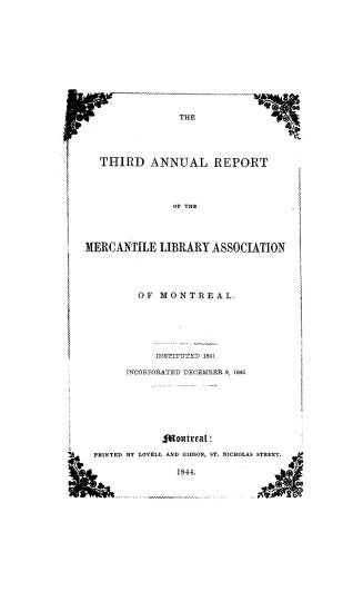 Annual report of the Mercantile Library Association of Montreal