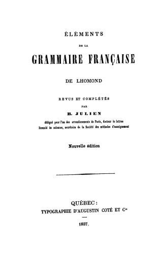 Eléments de la grammaire française de Lhomon