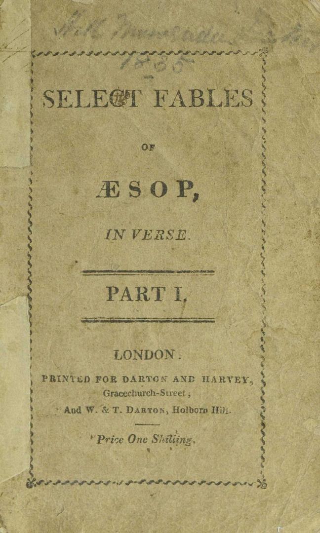 Old friends in a new dress, or, Select fables of Aesop, in verse