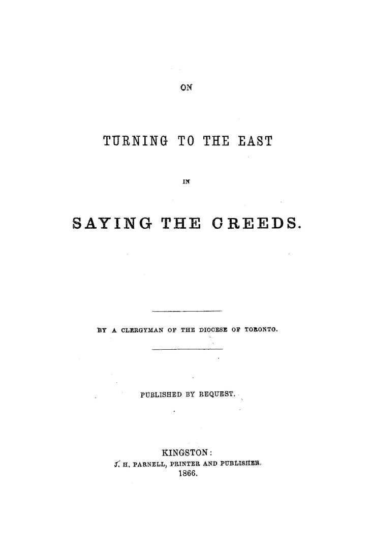 On turning to the East in saying the creeds