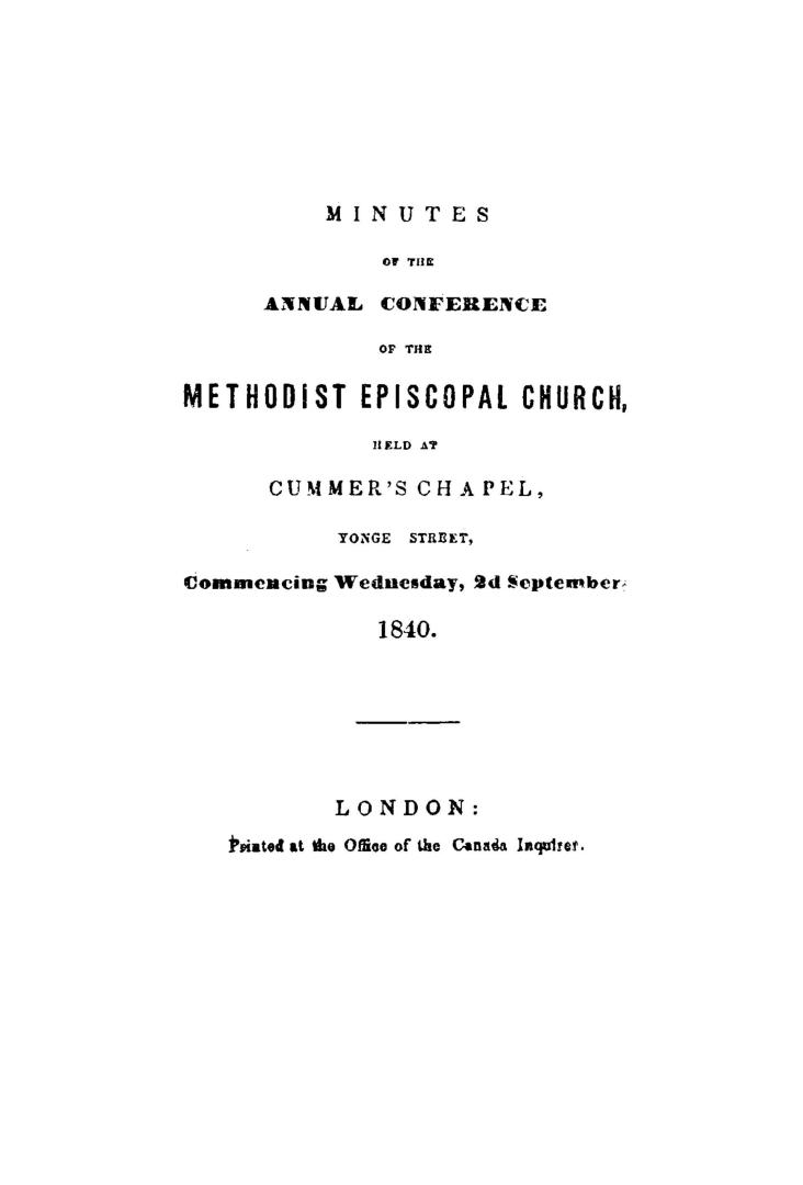 Minutes of the annual conference of the Methodist Episcopal Church