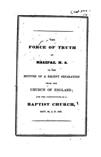 Origin and formation of the Baptist Church, in Granville-Street, Halifax, Nova-Scotia,