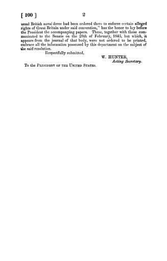 Message from the President of the United States in answer to a resolution of the Senate requesting information in regard to the fisheries on the coast(...)
