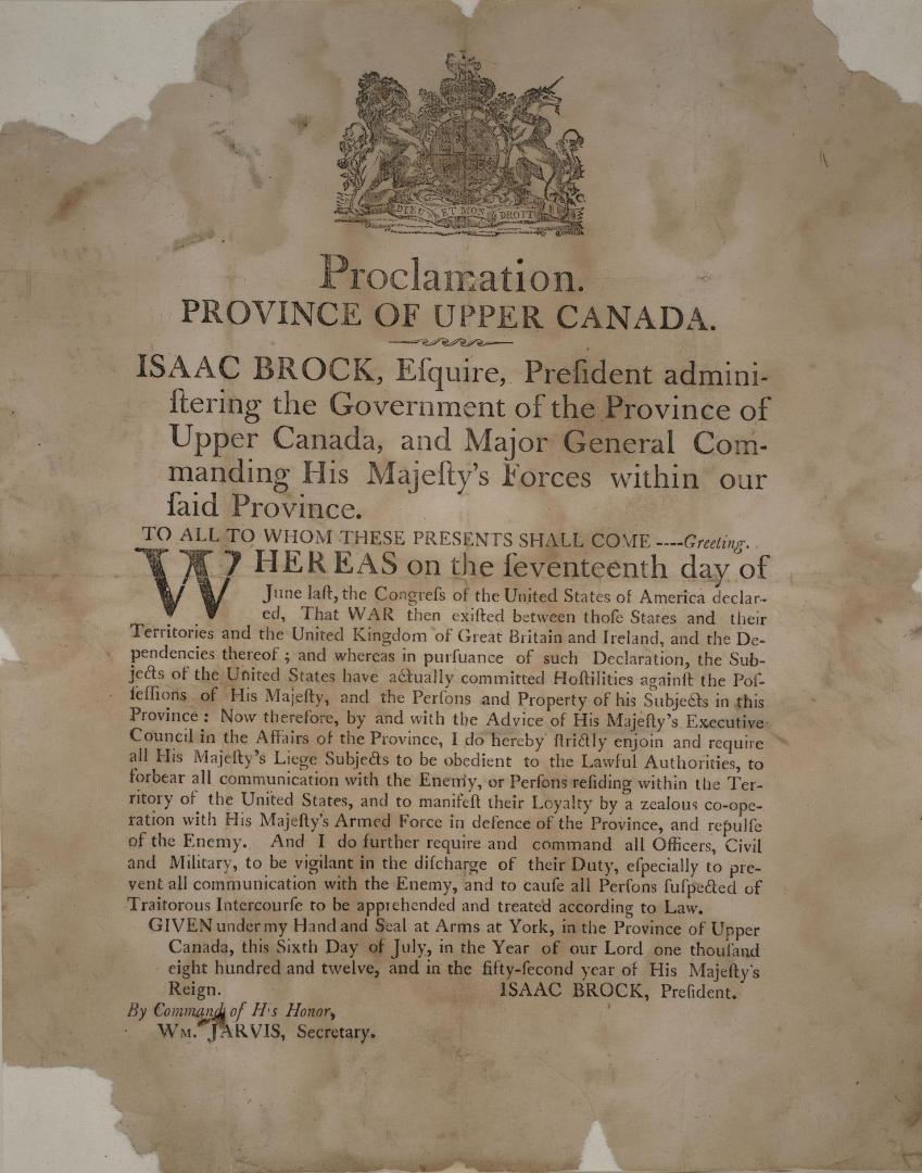 Proclamation : Province of Upper Canada