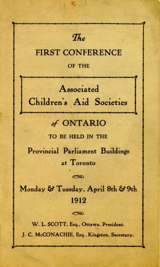 The first conference of the Associated Children's Aid Societies of Ontario