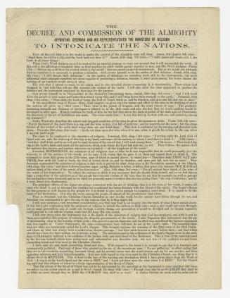 The decree and commission of the Almighty appointing Jeremiah and his representatives the ministers of religion to intoxicate the nations