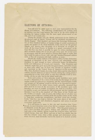 Electors of Ottawa : you will soon be called upon to elect your representatives for the House of Commons