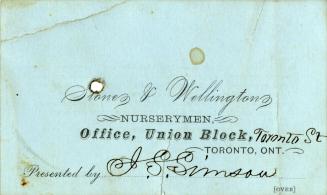 Stone & Wellington, nurserymen : Office, Union Block, Toronto, Ont.