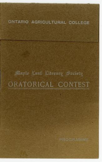 Ontario Agricultural College, Maple Leaf Literary Society oratorical contest